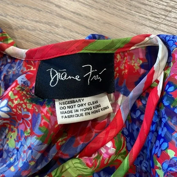 Diane Freis Vintage Floral Printed Midi Dress Size Medium